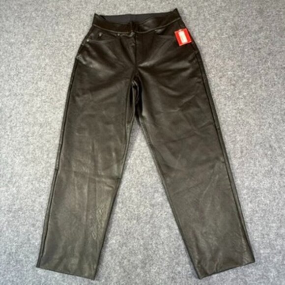 Spanx Womens Leather Like Slim Straight Pant Crop Size Small Petite Black NWT - Picture 4 of 15